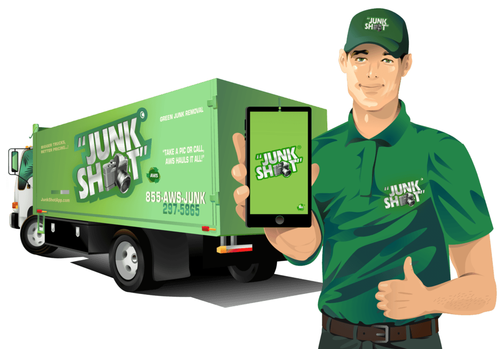 Junk Shot team members with truck — ready to haul your junk